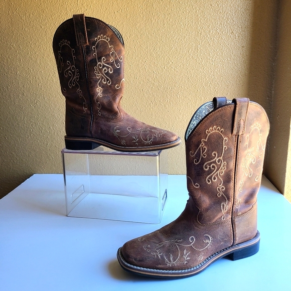 TonyLama トニーラマ ウエスタンブーツ 25 刺繍 レザー ブラウン 25cm